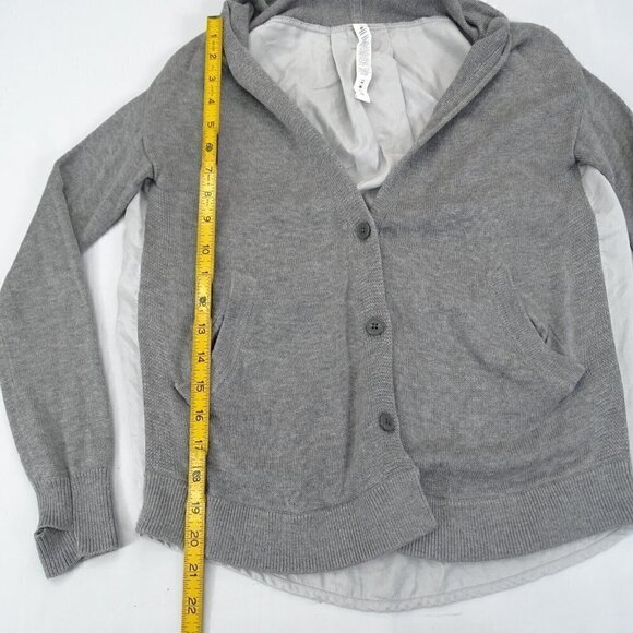Lululemon Women's Gray Long Sleeve Button Cardigan‎ Size 2 Cashmere Blend Hood - Picture 5 of 5